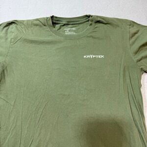 KRYPTEK Spartan Helmet Flag Graphic T Shirt Olive Green Mens L/G Cotton